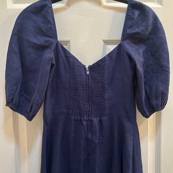 Reformation Danube linen puff sleeve maxi, side slit comfortable cool linen NWT - Picture 3 of 16